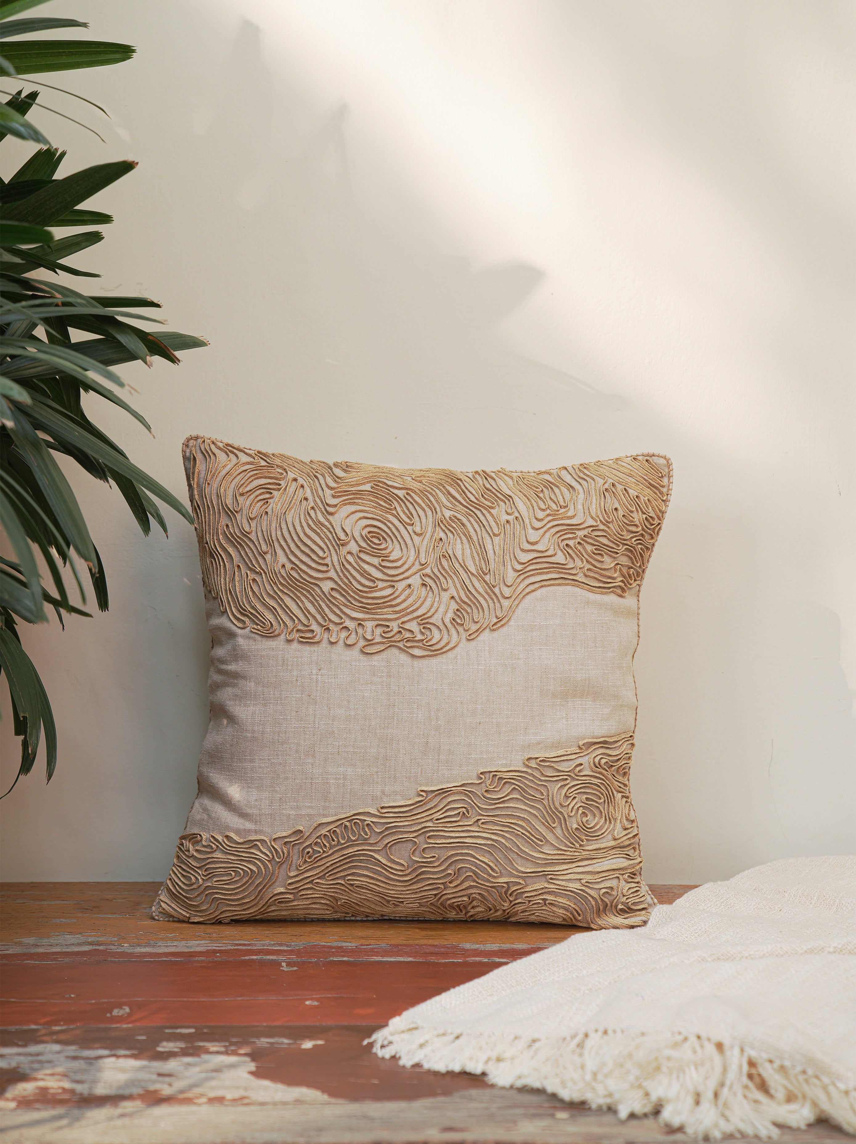 Burl Hand Embroidered Cushion Cover