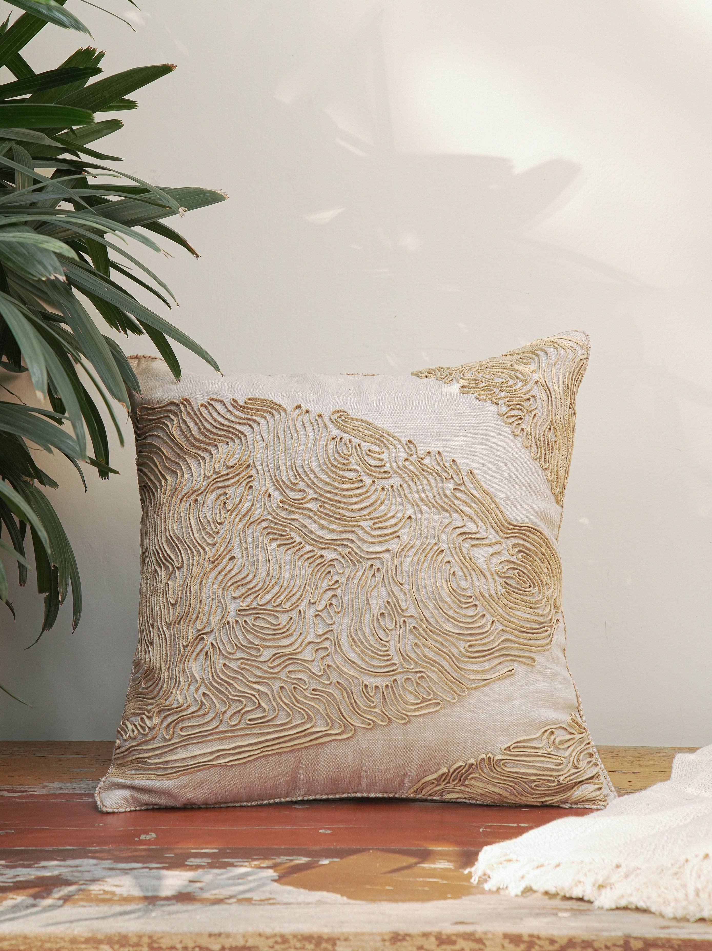 Burl Hand Embroidered Cushion Cover