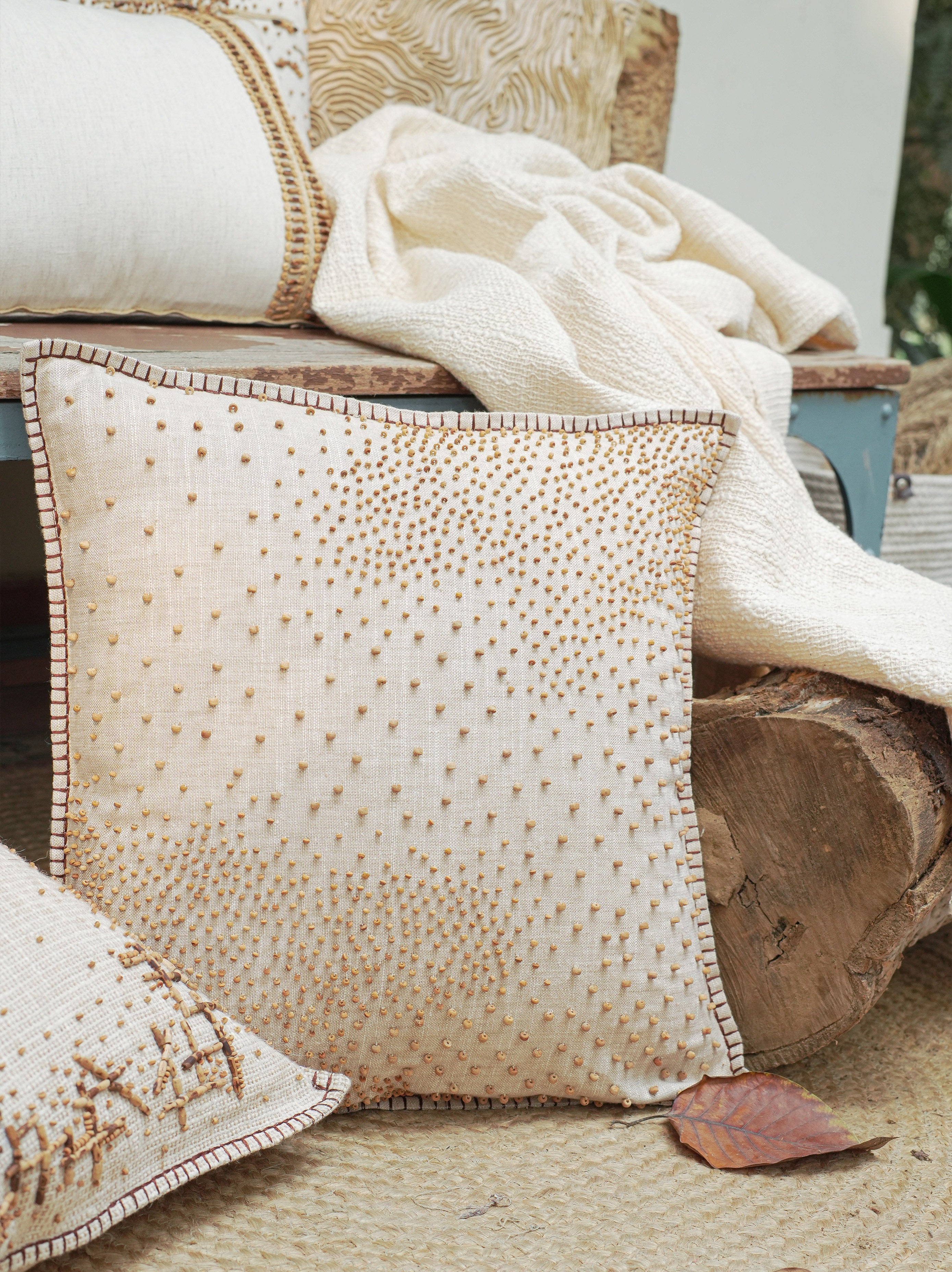 Grain Hand Embroidered Cushion Cover