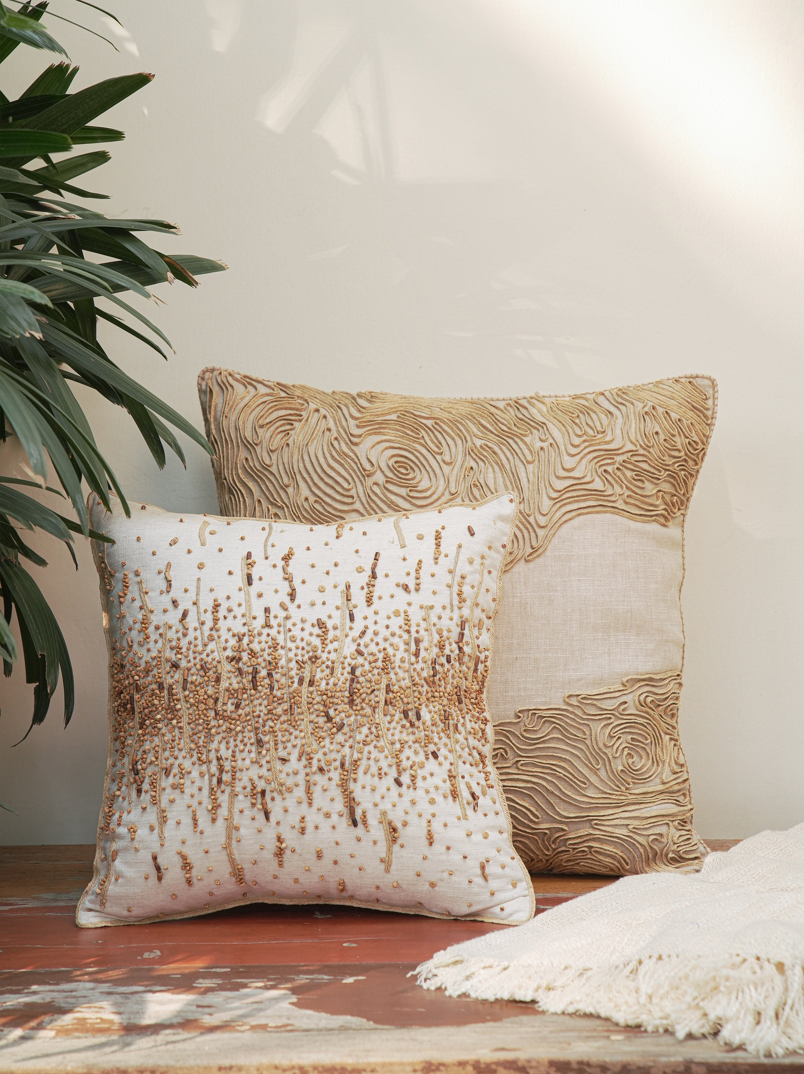 Horizon Hand Embroidered Cushion Cover
