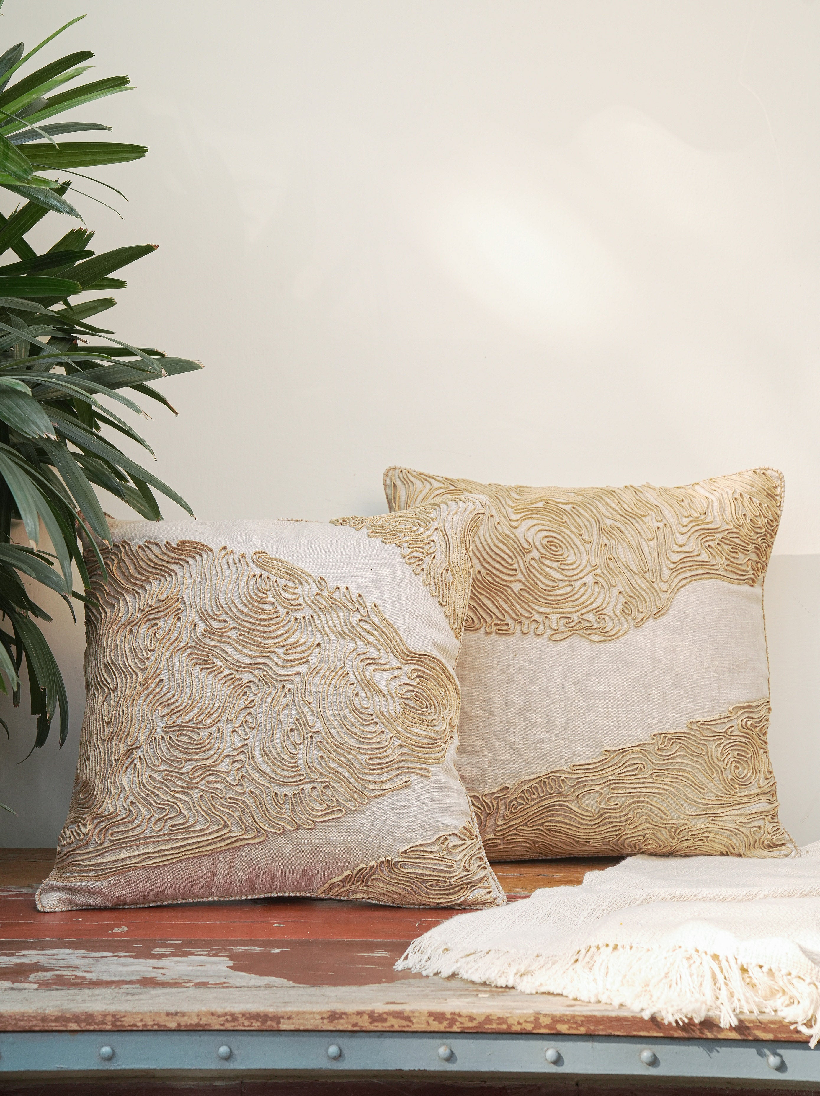 Burl Hand Embroidered Cushion Cover