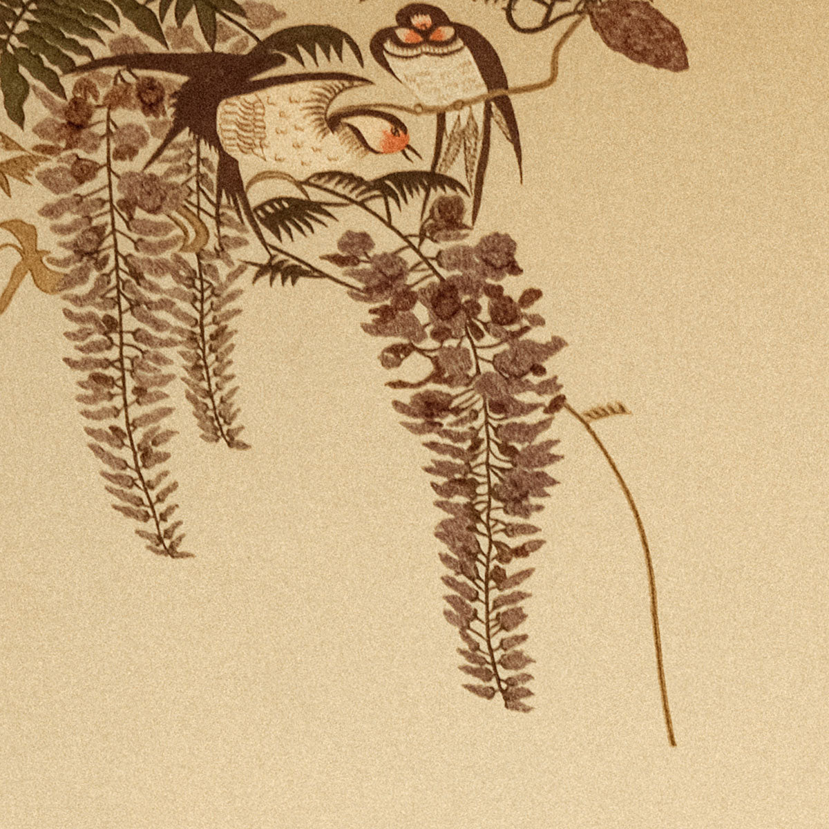 Close-up of an architectural four-panelled, embroidered textile wall installation by Gulzoe, integrated as a continuous surface system.